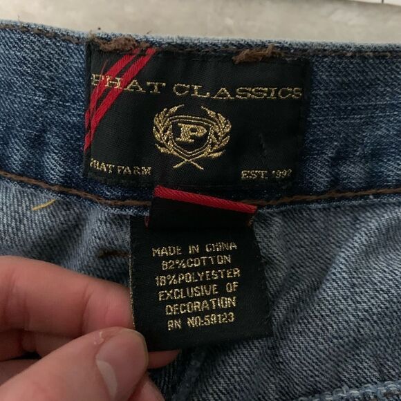 Phat Farm Mens Straight Ripped Denim Jeans‎ Size 38x33 Pants Y2K - Picture 4 of 9